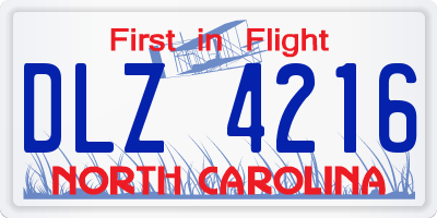 NC license plate DLZ4216