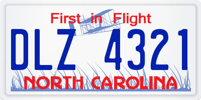 NC license plate DLZ4321