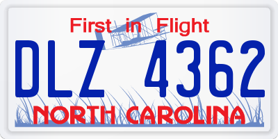 NC license plate DLZ4362