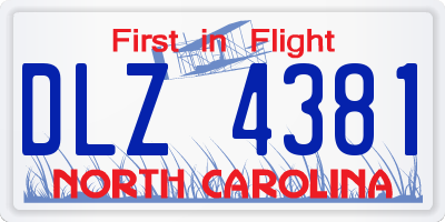 NC license plate DLZ4381