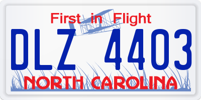 NC license plate DLZ4403