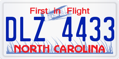 NC license plate DLZ4433