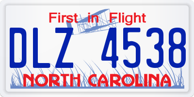 NC license plate DLZ4538