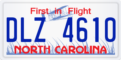 NC license plate DLZ4610