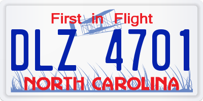 NC license plate DLZ4701