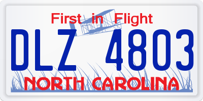 NC license plate DLZ4803