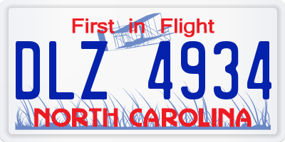 NC license plate DLZ4934