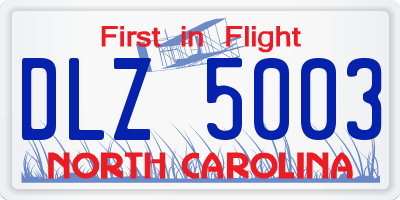 NC license plate DLZ5003