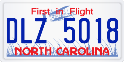 NC license plate DLZ5018