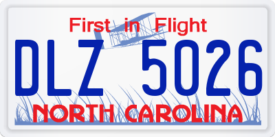 NC license plate DLZ5026