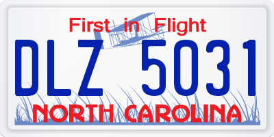 NC license plate DLZ5031