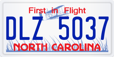 NC license plate DLZ5037