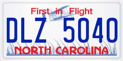 NC license plate DLZ5040