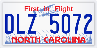 NC license plate DLZ5072
