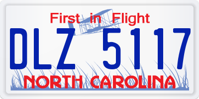 NC license plate DLZ5117