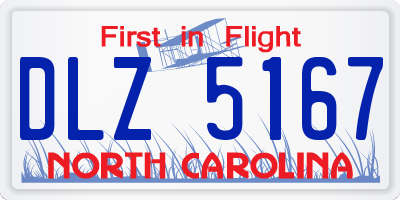 NC license plate DLZ5167
