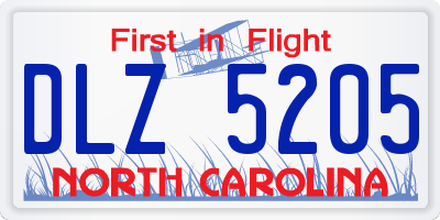 NC license plate DLZ5205