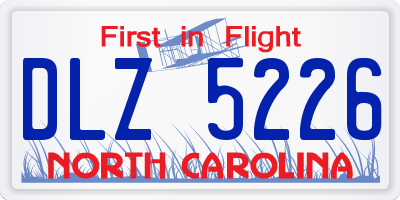 NC license plate DLZ5226
