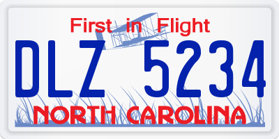 NC license plate DLZ5234