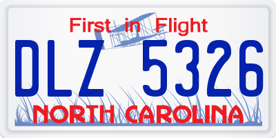 NC license plate DLZ5326