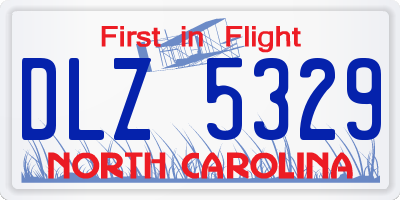 NC license plate DLZ5329