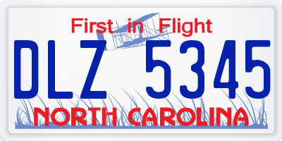 NC license plate DLZ5345