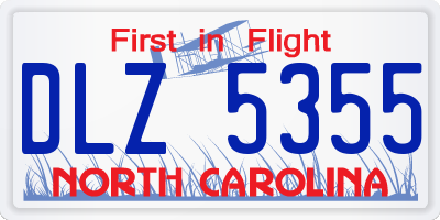 NC license plate DLZ5355