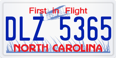 NC license plate DLZ5365