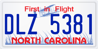 NC license plate DLZ5381