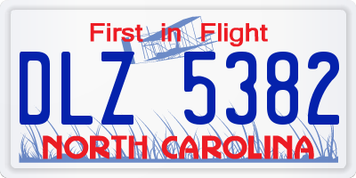 NC license plate DLZ5382
