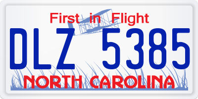 NC license plate DLZ5385