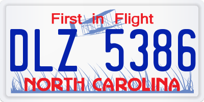 NC license plate DLZ5386