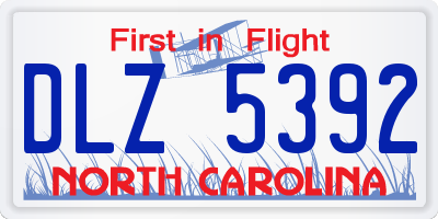 NC license plate DLZ5392