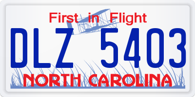 NC license plate DLZ5403