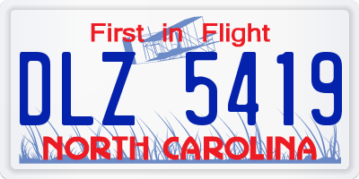 NC license plate DLZ5419