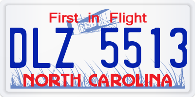 NC license plate DLZ5513
