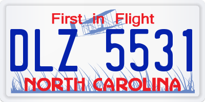 NC license plate DLZ5531