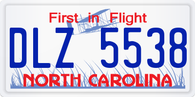NC license plate DLZ5538