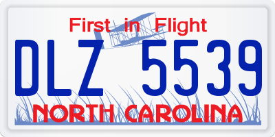 NC license plate DLZ5539