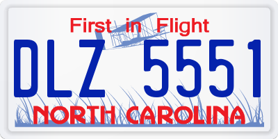 NC license plate DLZ5551