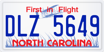 NC license plate DLZ5649