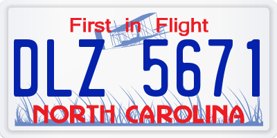 NC license plate DLZ5671