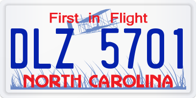 NC license plate DLZ5701