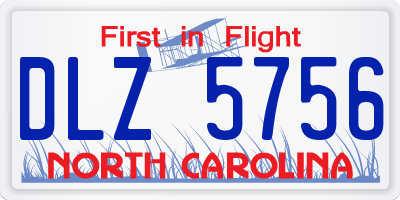 NC license plate DLZ5756