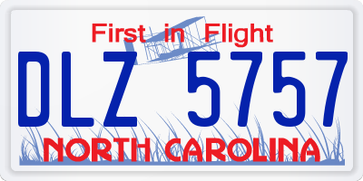 NC license plate DLZ5757