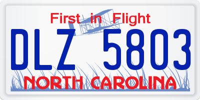 NC license plate DLZ5803