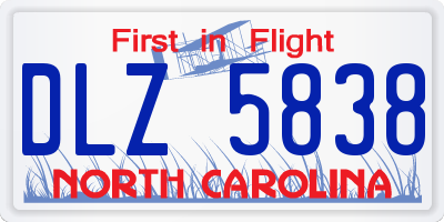NC license plate DLZ5838