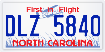 NC license plate DLZ5840