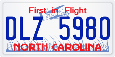 NC license plate DLZ5980