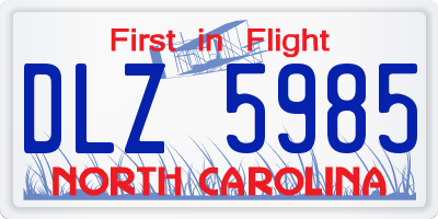 NC license plate DLZ5985